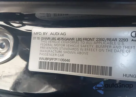 2015 Audi A3 2.0T Premium z USA, uszkodzony, nr VIN WAUBFGFF7F1105646